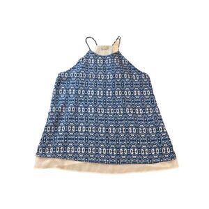 Paper Crane Blue and White‎ Patterned Tank Top - Size Large
